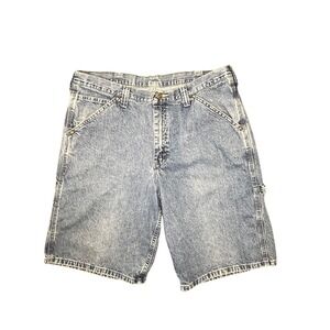 Lee Dungarees Carpenter Shorts Mens 38 Light Wash Denim Utility Workwear Y2K 90s